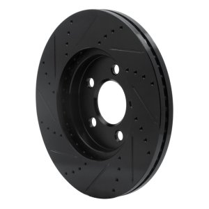 Ford Crown Victoria Brake Rotor (1) - Front Right - R1 Concepts - Drilled & Slotted - Black - `03-`11